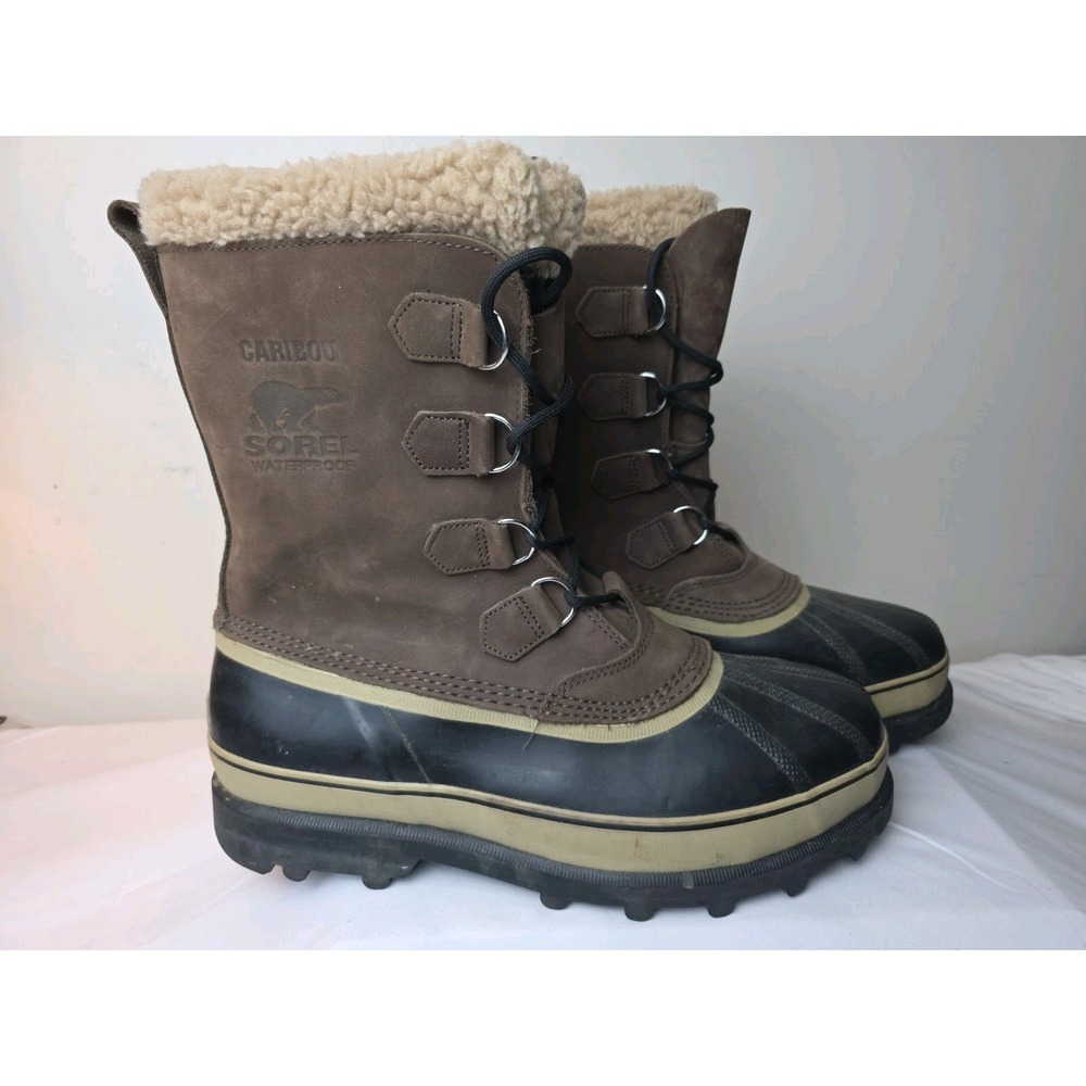 Mens 13 Sorel Caribou Brown Leather Waterproof Snow Winter Boots Kaufman Canada